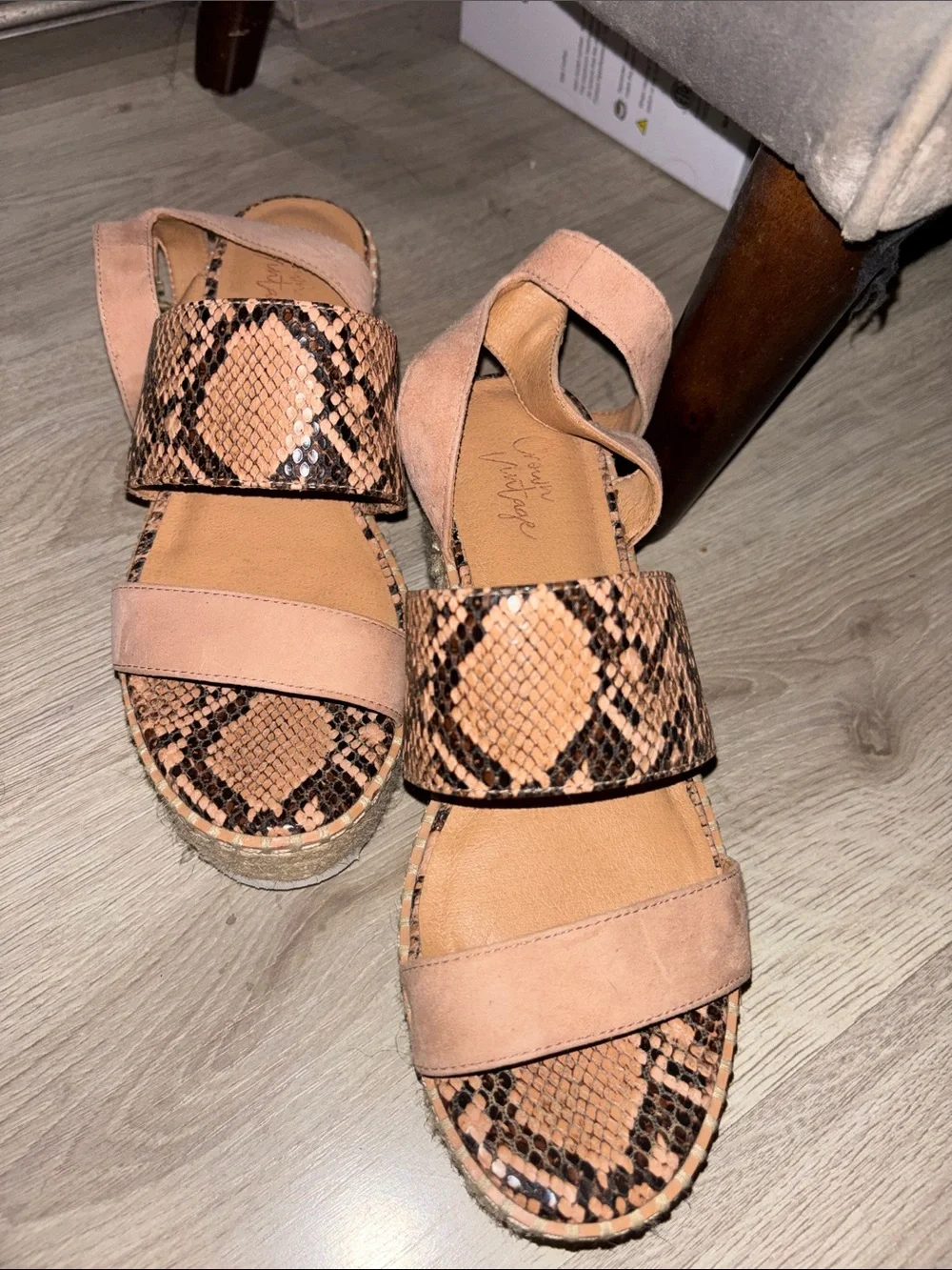 Matisse Pink Snake-Print Espadrille Sandals